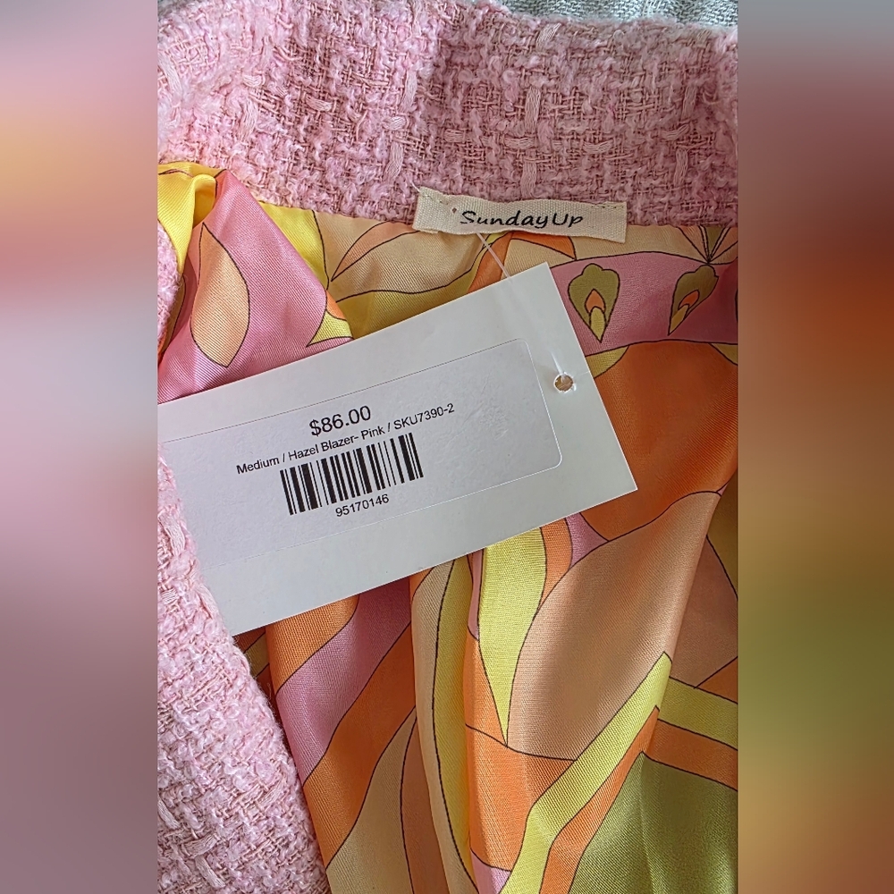 NWT Sunday Up pink tweed jacket - Picture 6 of 7